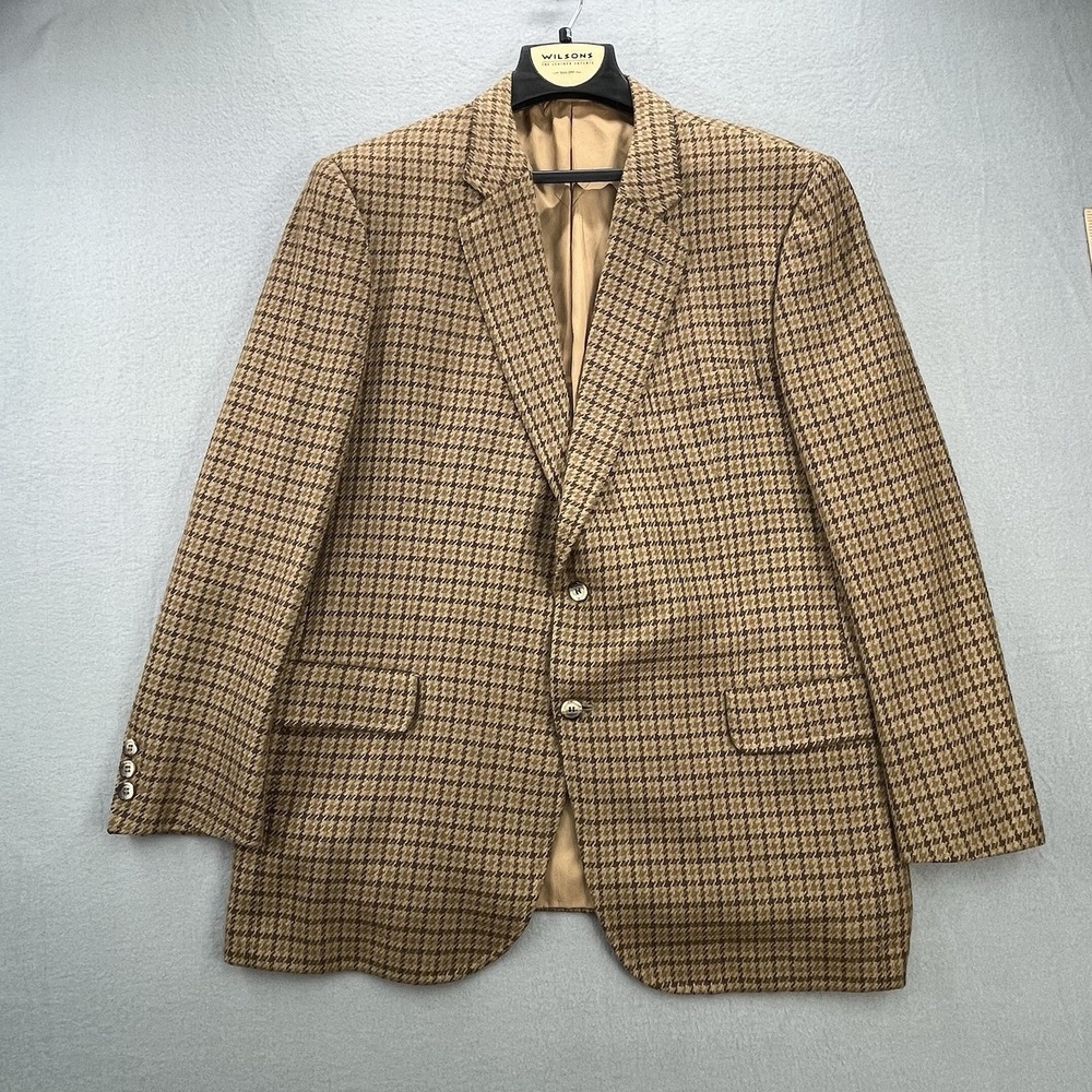 Vintage Burberry London Mens Camel Hair Blazer Sports Coat Jacket Plaid Brown